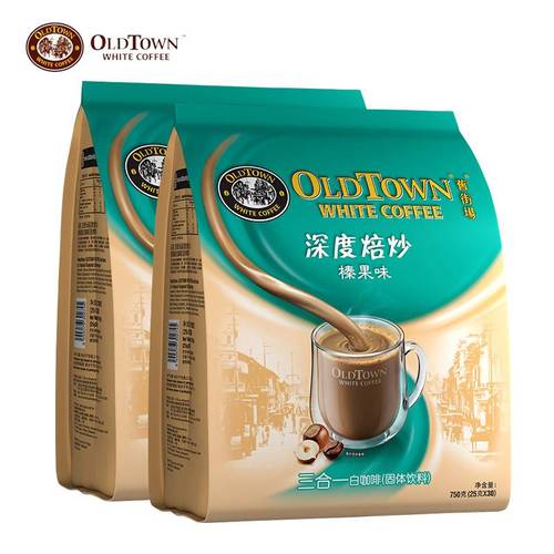 马来西亚进口白咖啡深度焙炒榛果二合一速溶咖啡60条提神